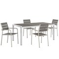 Modway Shore Outdoor Patio Aluminum Dining Set, Silver and Gray - 5 Piece EEI-2481-SLV-GRY-SET